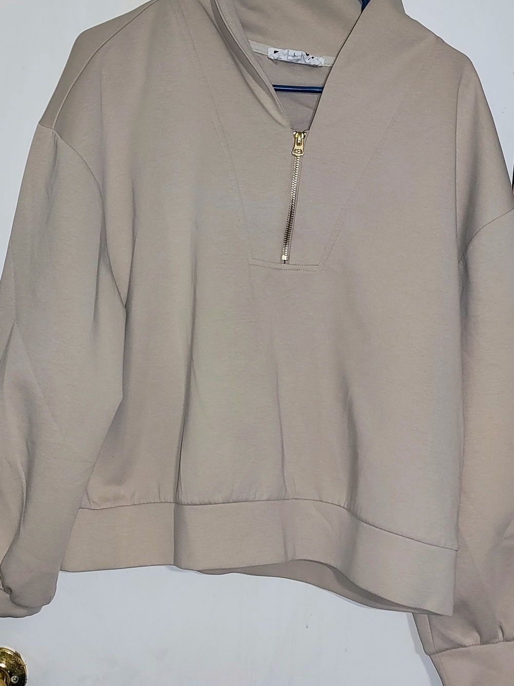 Beige Half-Zip Pullover Sweatshirt Bucket List